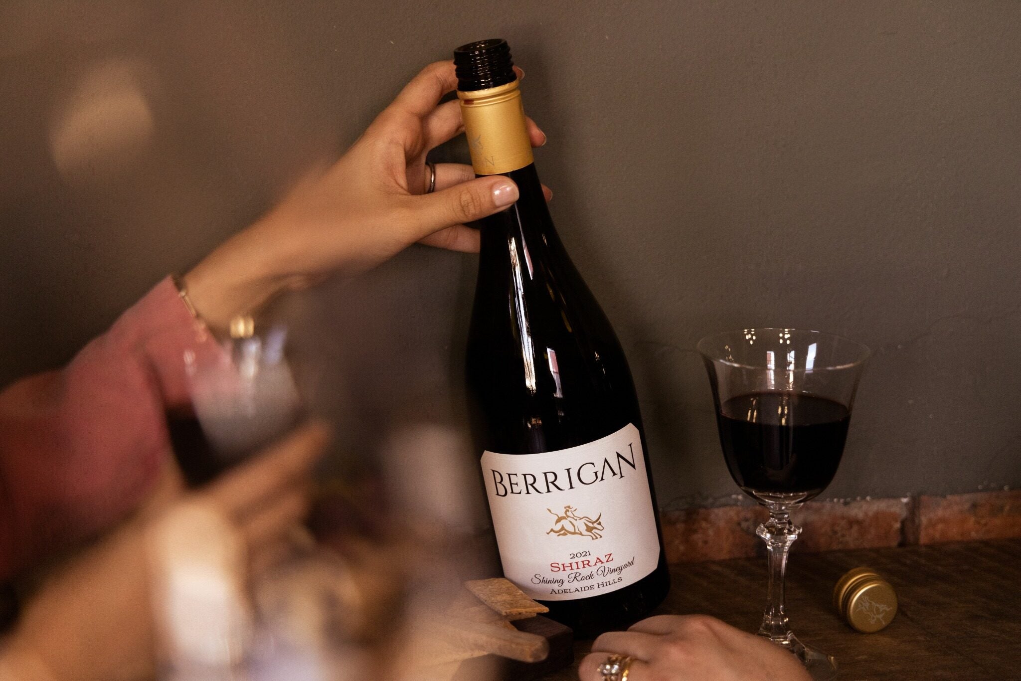Berrigan Shining Rock Shiraz being shared at a table